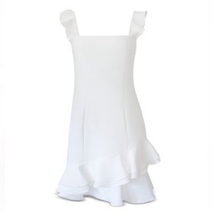 BCBG white ruffle dress